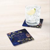 青王室の金ゴールドバタフ結婚ィーズ スクエアペーパーコースター (インサイチュ)