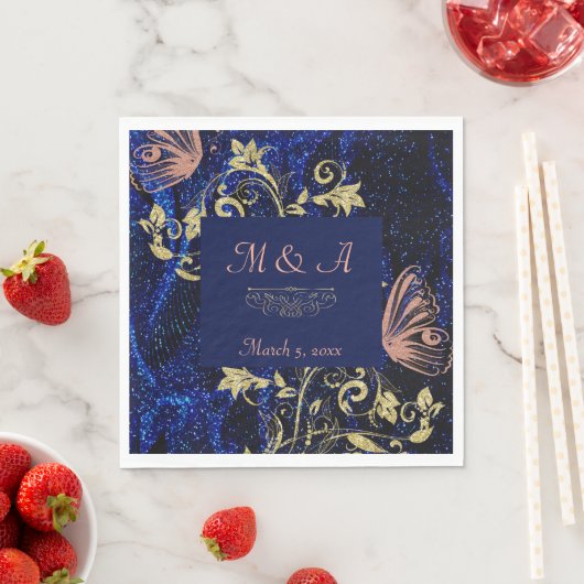 青王室の金ゴールドバタフ結婚ィーズ スタンダードランチョンナプキン (インサイチュ)