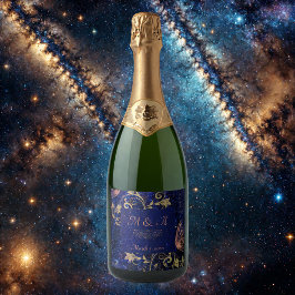 青王室の金ゴールドバタフ結婚ィーズ スパークリングワインラベル