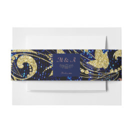 青王室の金ゴールドバタフ結婚ィーズ 招待状ベリーバンド