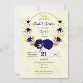 青王室の金ゴールドフローラブライダルシャワー 招待状 (正面)