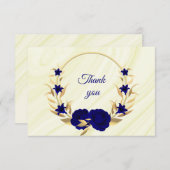 青王室の金ゴールドフローラリース サンキューカード (正面/裏面)