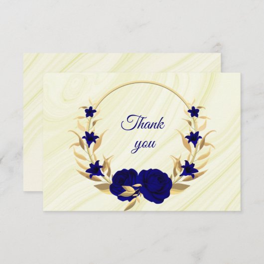 青王室の金ゴールドフローラリース サンキューカード (正面/裏面)