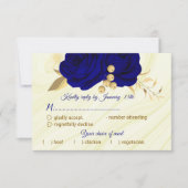 青王室の金ゴールドフローラ大理石食品選択 出欠カード (正面)