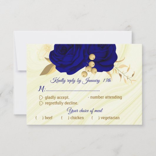 青王室の金ゴールドフローラ大理石食品選択 出欠カード (正面)