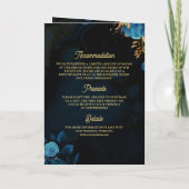 青王室の金ゴールドフローラQRコードムスリム結婚 招待状 (裏面)