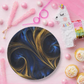 青王室の金ゴールド抽象芸術旋回 ペーパープレート (パーティー)