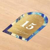 青王室の金ゴールド結婚のアクリルアーチ表番号 アクリル招待状 (レイダウン)