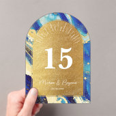 青王室の金ゴールド結婚のアクリルアーチ表番号 アクリル招待状 (インサイチュ (ポータブル))