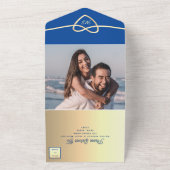 青王室の金ゴールド結婚ズ オールインワン招待状 (外側)