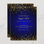 青王室の金ゴールド結婚式招待状 招待状 (正面/裏面)