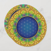 青王室の金ゴールド聖幾何学ブライダルシャワー 招待状 (正面/裏面)