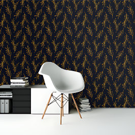 青王室の金ゴールド葉植物文式 壁紙