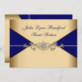 青王室の金ゴールドSweet sixteen 招待状 (正面/裏面)
