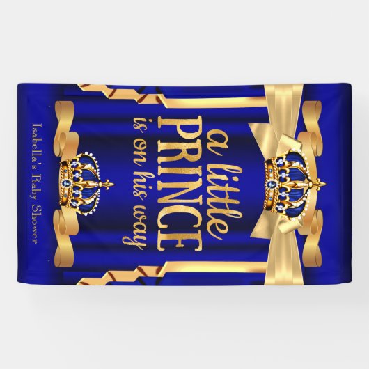 青王室の金フェイク箔クラウン赤ちゃんシャワー 横断幕 (横)