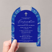 青王室の銀の瑪瑙の確認エレガント アクリル招待状 (インサイチュ (ポータブル))