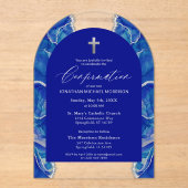 青王室の銀の瑪瑙の確認エレガント アクリル招待状 (正面)