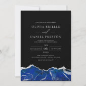 青王室の銀アゲエレガントテモダン結婚ス 招待状 (正面)