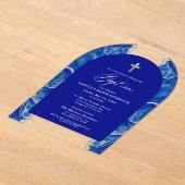 青王室の銀アゲテのバプテモダンィス アクリル招待状 (レイダウン)