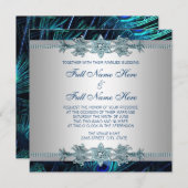 青王室の銀インディアン王室のピーコッ結婚ク 招待状 (正面/裏面)