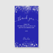 青王室の銀グリッター磁石サンキューカード (正面)