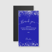 青王室の銀グリッター磁石サンキューカード (正面/裏面)