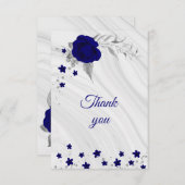 青王室の銀グレーフローラ大理石感謝していあなた車 サンキューカード (正面/裏面)