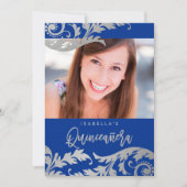 青王室の銀フェイク渦巻き写真キンセアニェラ 招待状 (正面)
