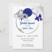 青王室の銀フローラリースブライダルシャワー 招待状 (正面)