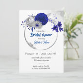 青王室の銀フローラリースブライダルシャワー 招待状 (スタンド正面)