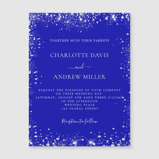 青王室の銀結婚式招待状磁石 (正面)