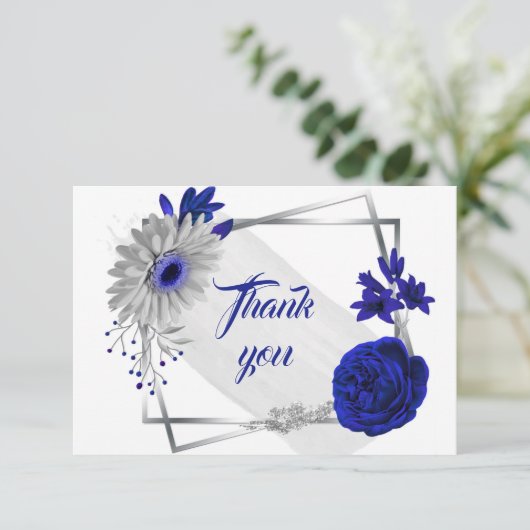 青王室の銀花幾何学模様サンキューカード サンキューカード (スタンド正面)