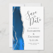 青王室の銀Agate 5-Photo Save the Date 招待状 (正面)