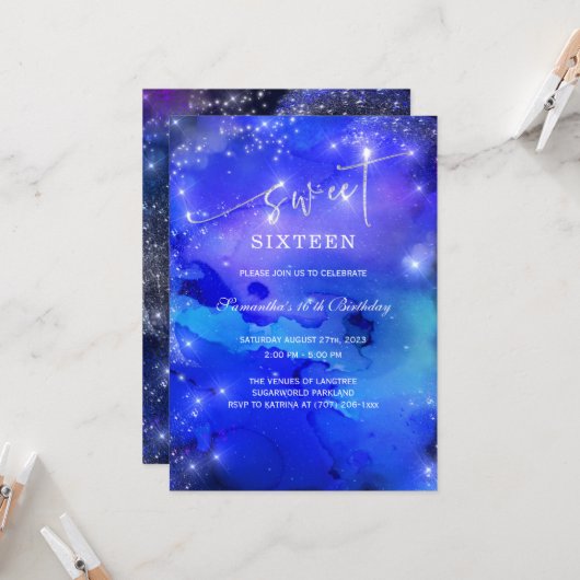 青王室の銀Sweet sixteen招待状 招待状 (正面/裏面インサイチュ)