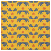 青王室の黄金の黄色の宝石飾り象インディアン ファブリック (見本)