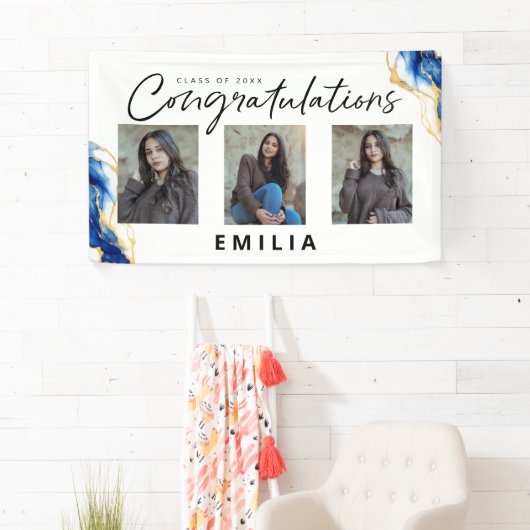 青王室の黄金ゴールドエレガント写真卒業 横断幕 (インサイチュ)