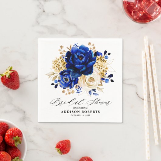 青王室の黄金ゴールドフローラブライダルシャワー スタンダードカクテルナプキン (インサイチュ)