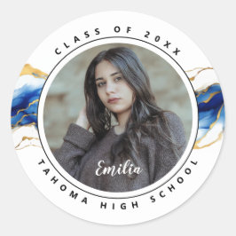 青王室の黄金ゴールド写真卒業シール ラウンドシール