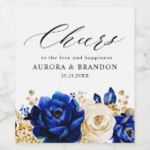 青王室の黄金ゴールド金属フローラ結婚ズ ワインラベル (シングルラベル)