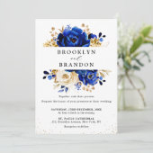 青王室の黄金ゴールド金属フローラ結婚ズ 招待状 (スタンド正面)