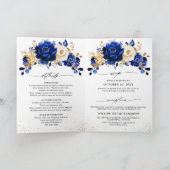 青王室の黄金ゴールド金属フローラ結婚ズ 招待状 (内部)