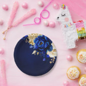 青王室の黄金ゴールド金属フローラ結婚Pap ペーパープレート (パーティー)