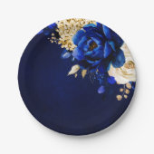 青王室の黄金ゴールド金属フローラ結婚Pap ペーパープレート (正面)