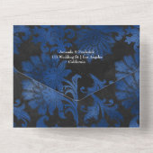 青王室の黒と銀のフローラ結婚が入る オールインワン招待状 (裏面)