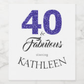 青王室の40歳と素晴らしい40歳の誕生日パーティー ワインラベル (シングルラベル)