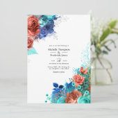 青王室の、ターコイズ、コーラルフローラ結婚ズ 招待状 (スタンド正面)