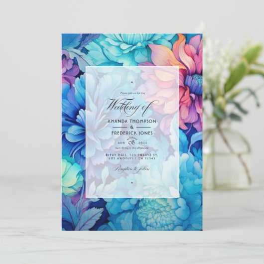 青王室の、ターコイズ、コーラルフローラ結婚ズ 招待状 (スタンド正面)
