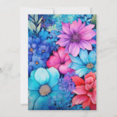 青王室の、ターコイズ、コーラルフローラ結婚ズ 招待状 (裏面)