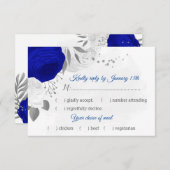 青王室の&白の花シルバーミール選択 出欠カード (正面/裏面)