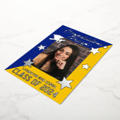 青王室の&金ゴールド斜め卒業シルバー 箔招待状 (回転した状態)